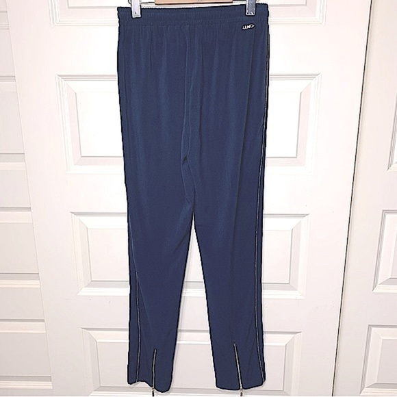 LIU-JO Milano Joggers Trousers Crêpe Navy Blue Gold Trim Pull on Pant Pockets S - Picture 6 of 15